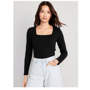 Old Navy Women's xl Fitted Square-Neck Rib-Knit T-Shirt